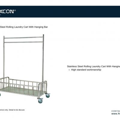 24Stainless Steel Laundry Cart With Hanging Bar